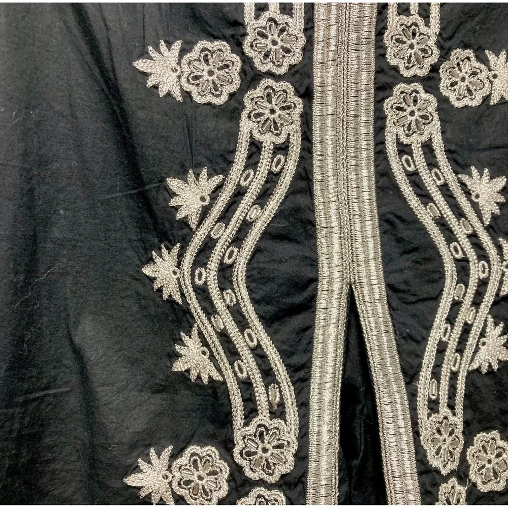 Y2K Old Navy Womens Black Silver Metallic Embroidered Skirt‎ Low Waist Size 2